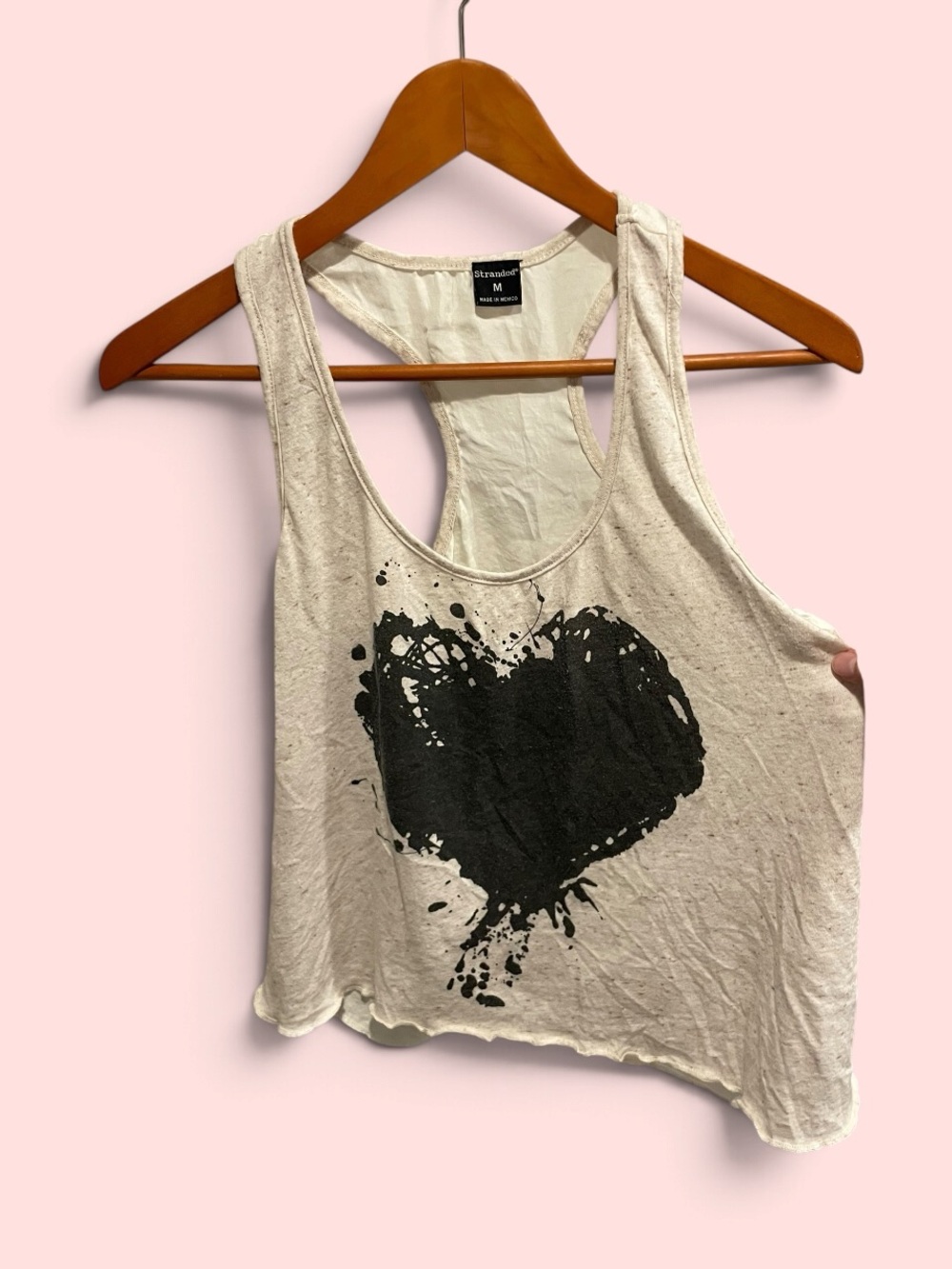 Cute creamy vanilla Y2K indie sleaze look heart silky back tank top